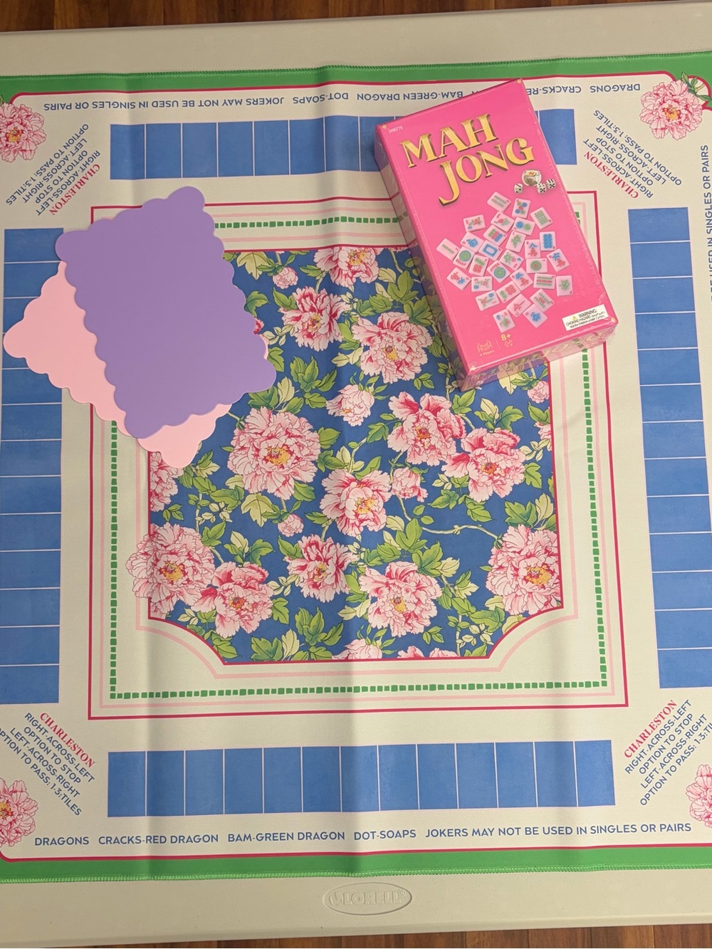 Mah Jong mat, tiles and shuffler